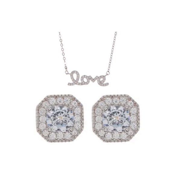 NWT- Adornia Love Pendant & Earrings 2-Piece Set - Picture 1 of 6
